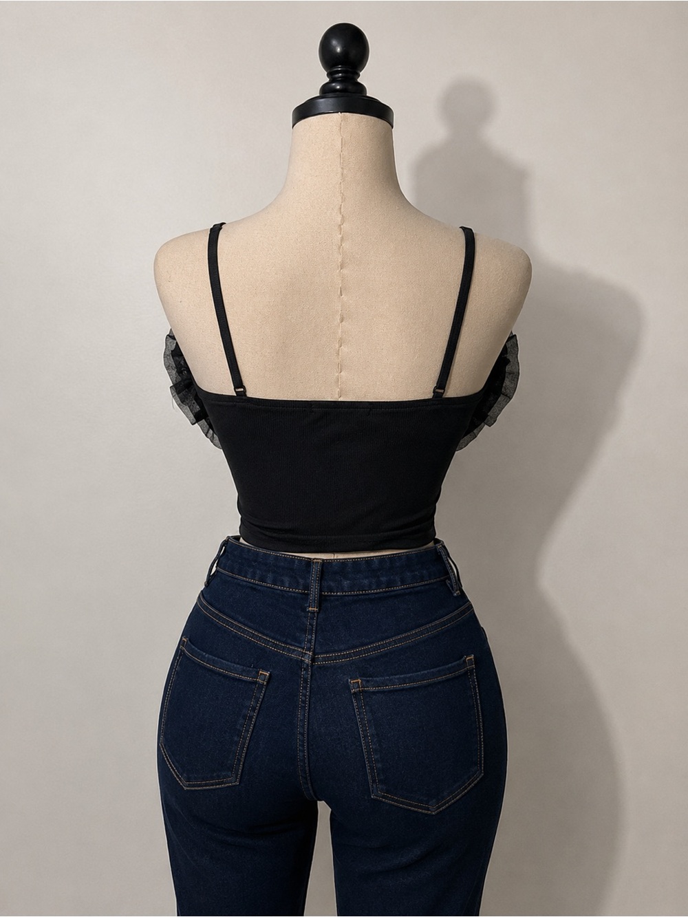 Black Ruffled Organza Tank Top - Picture 3 of 3